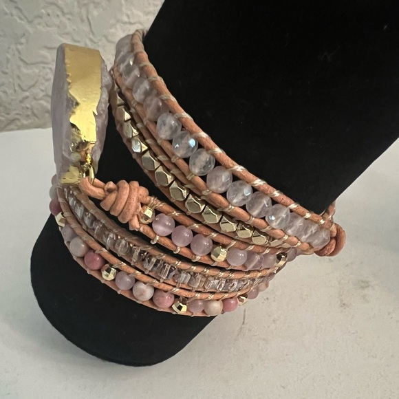 NEW $44 ANANTA STONES "Love Chakra" Rose Quartz Beaded Wrap Bracelet - Picture 4 of 4